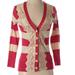 Anthropologie Sweaters | Charlotte Field Game Striped Cardigan Sz S | Color: Cream/Red | Size: S