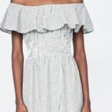 Zara Dresses | Grey And White Striped Off The Shoulder Zara Dress | Color: Gray | Size: M