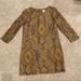 J. Crew Dresses | J. Crew Printed Silk Shift Dress With Zipper Sz 0 | Color: Gold | Size: 0