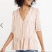 Madewell Tops | Madewell Courtyard Ruffle-Hem Top In Stripe | Color: Cream/Pink | Size: M