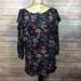 Free People Tops | Free People Black Floral Ruffled Boho Blouse Top | Color: Black/Red | Size: M