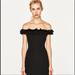 Zara Dresses | Brand New Zara Ruffled Off Shoulder Dress Sz Large | Color: Black | Size: L