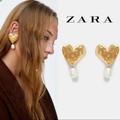 Zara Jewelry | Clip On Heart Earrings With Pearl Detail | Color: Gold | Size: Os