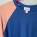 Lularoe Tops | Lularoe 131 Randy T Blue/Peach 3/4 Sleeves | Color: Blue/Orange | Size: Xxs