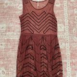 Free People Dresses | Free People Beaded Dark Rose Dress. | Color: Pink | Size: M