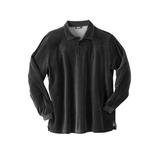 Men's Big & Tall Long-Sleeve Velour Polo by KingSize in Black (Size 6XL)