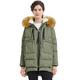 Orolay Women's Thickened Down Jacket Hooded with Faux fur Green+Fur Trim XS