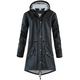 SWAMPLAND PU Lined Raincoat Women Warm Rainjacket Waterproof Trench Coat with Hood Winter Rainwear Ladies Windbreaker Black Gr.XXL