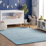 Blue/White 72 x 0.39 in Area Rug - Hokku Designs Clarita Striped Wool Baby Blue Area Rug Wool | 72 W x 0.39 D in | Wayfair
