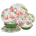 Bayou Breeze Leann Flamingo 16 Piece Melamine Dinnerware Set, Service for 4 Melamine in Green/Pink/White | Wayfair AFEDD3CF2ED141CA9EC5517D93061221
