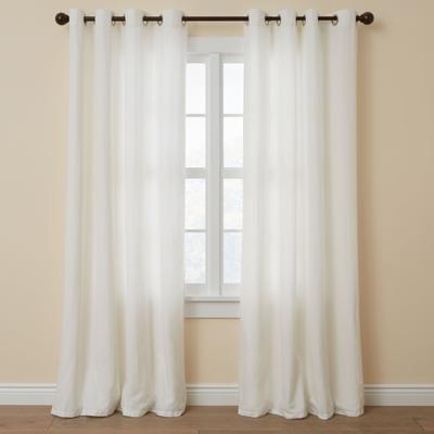 Wide Width Poly Cotton Canvas Grommet Panel by BrylaneHome in Eggshell (Size 48" W 45" L) Window Curtain Drape