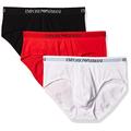 Emporio Armani Herren Men'S Cotton Briefs, 3-Pack Slip, Schwarz / Weiß Rot, M