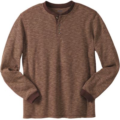 Men's Big & Tall Waffle-Knit Thermal Henley Tee by KingSize in Heather Brown (Size 6XL) Long Underwear Top