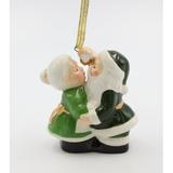 The Holiday Aisle® Irish Santa Couple Kissing Hanging Figurine Ornament Ceramic/Porcelain in Green | 3.5 H x 1.75 W x 3 D in | Wayfair