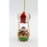 The Holiday Aisle® Snowman's Hot Air Balloon Hanging Figurine Ornament Ceramic/Porcelain in Red | 5.375 H x 2.75 W x 2.75 D in | Wayfair