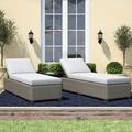 Joss & Main Olesya 77" Long Reclining Chaise Lounge Set w/ Cushions Wicker/Rattan | 16 H x 31 W x 77 D in | Outdoor Furniture | Wayfair