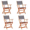 vidaXL Folding Garden Chairs 4 pcs Grey Solid Eucalyptus Wood and Textilene