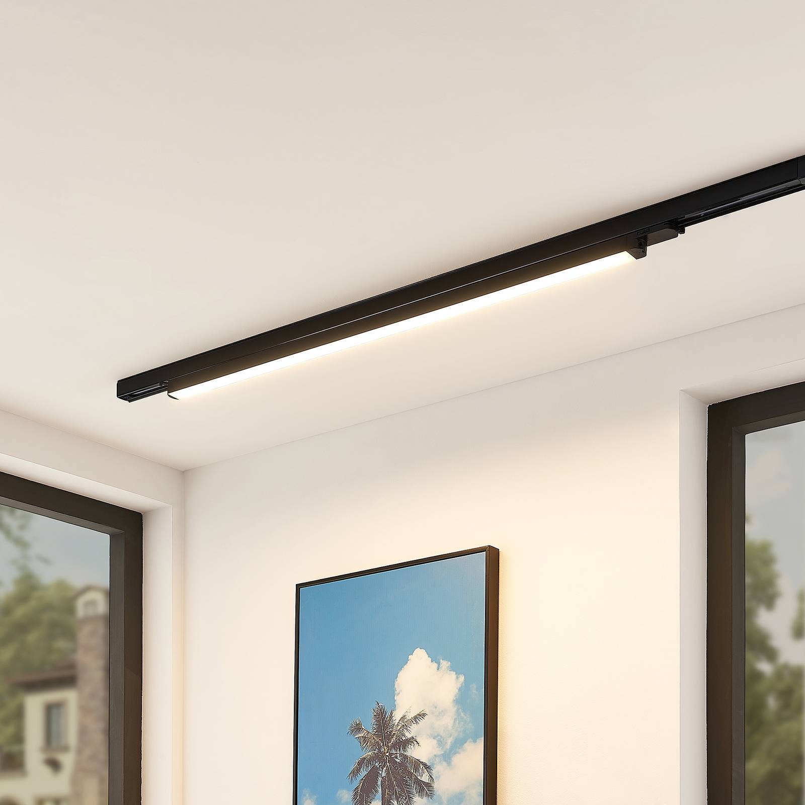 Arcchio LED-Schienenleuchte Harlow, schwarz, 109 cm, 3.000K Harlow, schwarz, für Arbeitszimmer / Büro, Aluminium, Modern, Stromschienenstrahler
