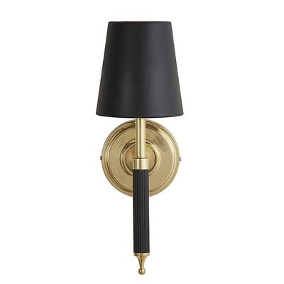 Maddox 1-Light Ribbed Arm Sconce with Shade - Black Metal Shade - Ballard Designs