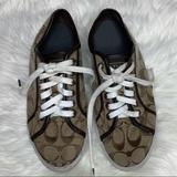 Coach Shoes | - Guc Coach Logo Sneakers W/ Sequins Sz 7 1/2 | Color: Brown/Tan | Size: 7.5