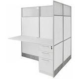 60"W x 49"D x 67"H White Laminate Washable Double Add-On Cubicle