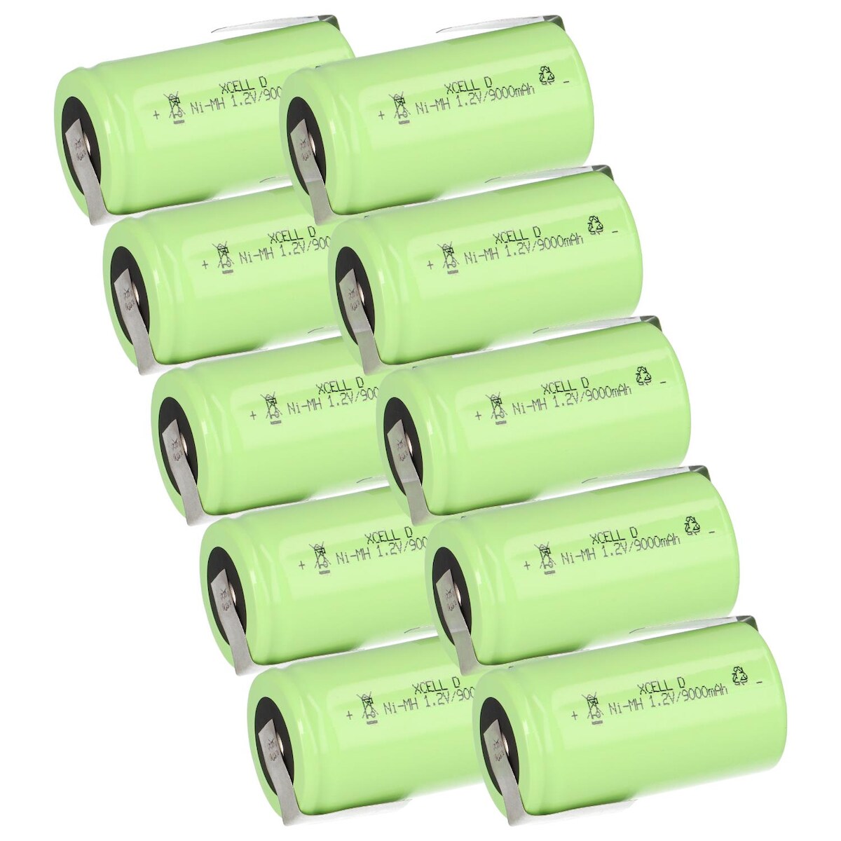 10x XCell Mono Akku Flattop Ni-MH 1,2V 9000mAh D mit Z- Lötfahne Image