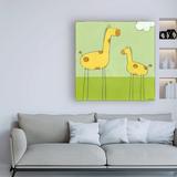 Harriet Bee Stick leg Giraffe I by June Erica Vess - Wrapped Canvas Painting Print Canvas in Green/Yellow | 24 H x 24 W x 2 D in | Wayfair