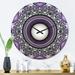 Willa Arlo™ Interiors Purple Fractal Pattern w/ Circles - Modern wall clock Metal in Indigo | 29 H x 29 W in | Wayfair