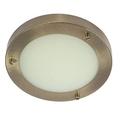 Antique Brass & White Frosted Glass Bathroom Round Flush Ceiling Light 185mm | 1 x G9 Capsule Lamp Bulb Required (Not Included) | IP44 Rated | Suitable for Outdoor Use