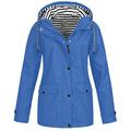 Womens Coats Outdoor Plus Size Waterproof Hooded Windproof Fashion Women Solid Rain Jacket-Sky Blue_M