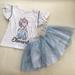 Disney Matching Sets | Disney Frozen Elsa Cute Sparkly Tutu Skirt Outfit | Color: Gray/White | Size: Various