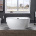 WoodBridge 55" x 32" Freestanding Soaking Acrylic Bathtub Acrylic in Gray/White | 23 H x 55 W in | Wayfair BTA1418-B/N-Drain &O