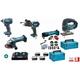 Makita - Lot 5 machines 18V - Perceuse Visseuse DHP458 + Visseuse à Choc DTD152 + Meuleuse DGA452Z