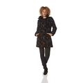 Roman Originals Women's Floral Velvet Flock Print Long Sleeved High Neck Coat - Ladies Autumn Winter Fashion Coats and Jackets Casual Everyday Smart Formal Partywear Evening - Black - Size 12