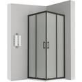 Lanablack Cabine douche h 180 cm porte coulissante opaque 90 x 90 cm