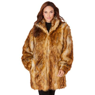 Plus Size Women's Short Faux Fur Coat by Roaman's in Fox (Size M)