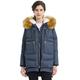 Orolay Women's Thickened Down Jacket Hooded with Faux fur Navy+Fur Trim M