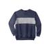 Men's Big & Tall Fleece Crewneck Sweatshirt by KingSize in Navy Colorblock (Size 3XL)