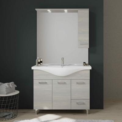 Kiamami Valentina - Bodenstehends Badmöbelset Mit Beleuchtung Und Hängeschrank, 106 Cm Rimini Image