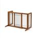 Freestanding Step-Over Pet Gate, 26.4"-40.2"L X 17.7"W X 20.1"H, Small, Natural Wood