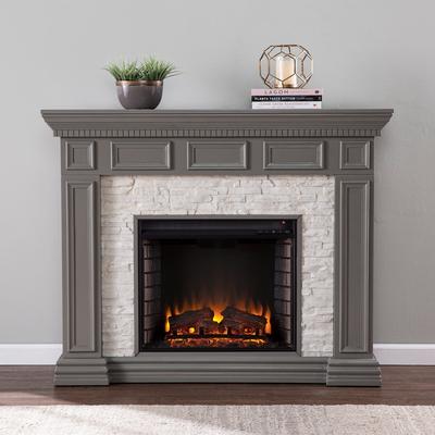 Dakesbury Faux Stone Electric Fireplace - SEI Furniture FE1095959