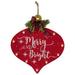 Northlight Seasonal 13.75" Red Onion Ornament "Merry & Bright" Christmas Sign Wood in Brown/Green/Red | 13.75 H x 12 W x 1.5 D in | Wayfair