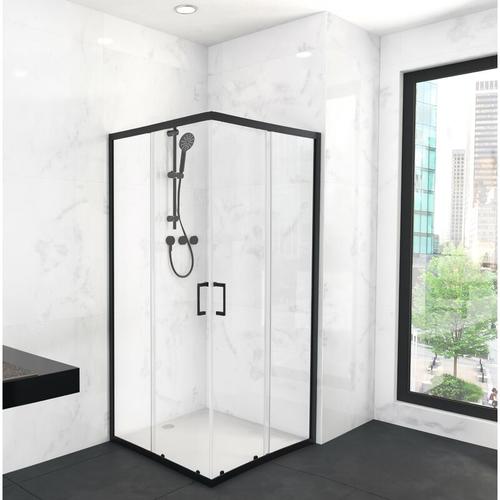 Marwell Glasdusche City 90 x 90 x 200 cm - schwarz -Eckdusche - Duschkabine - Dusche –