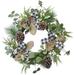 Northlight Seasonal Magnolia & Frosted Pine Cones Artificial Christmas Wreath - 22-Inch Unlit Wood/Twig in Brown/Green | 22 H x 22 W in | Wayfair