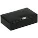 WOLF Heritage 8 Piece Cufflink Box Faux Leather in Black | 1.75 H x 5.75 W x 3.75 D in | Wayfair 290202