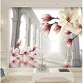 GK Wall Design 3D Magnolia Flower Abstract Column Textile Wallpaper Fabric in Gray/White | 55 W in | Wayfair GKWP000091W55H35_3D