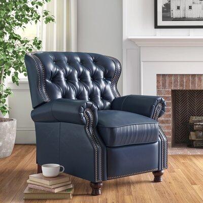 Birch Lane™ Tayla 34.5" Wide Genuine Leather Manual Wing Chair Recliner Genuine Leather | 40 H x 34.5 W x 40.5 D in | Wayfair