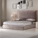 Hispania Home Klass Solid Wood Standard Bed Wood & /Upholstered/Velvet in Brown/Gray | 62.99 H x 63.78 W x 80 D in | Wayfair MA62-Q