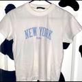 Brandy Melville Tops | Brandy Melville Crop Tee New York Usa | Color: Blue | Size: One Size