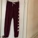Pink Victoria's Secret Pants & Jumpsuits | Love Pink Maroon Soft Sleep Pants. Xs. So Soft ! | Color: Pink/White | Size: Xs